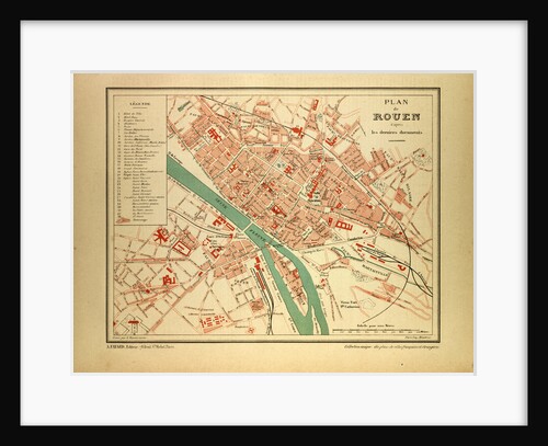Map of Rouen France by Anonymous