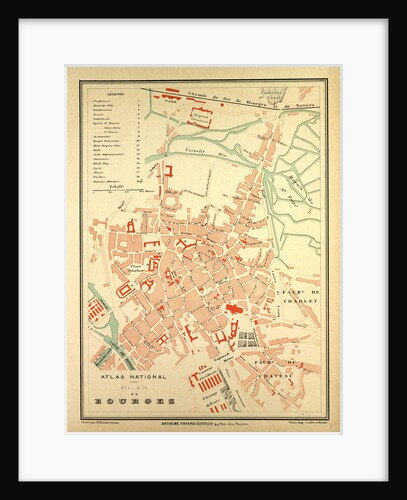 Map of Bourges France by Anonymous