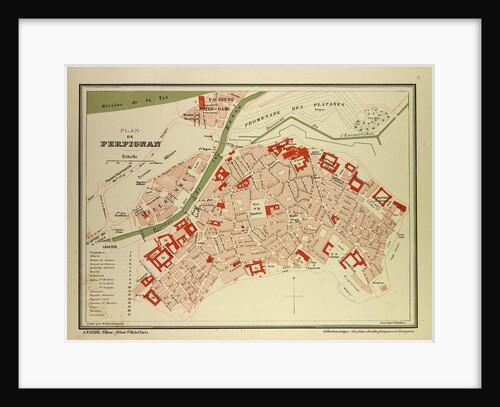 Map of Perpignan France by Anonymous