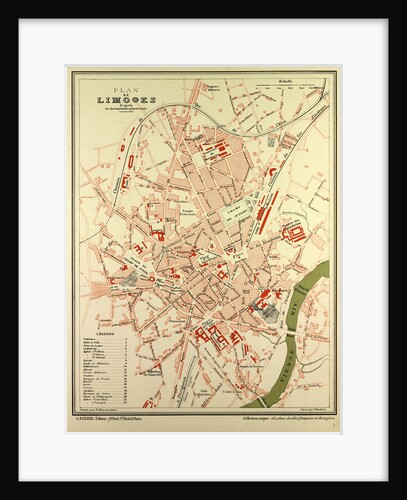 Map of Limoges France by Anonymous