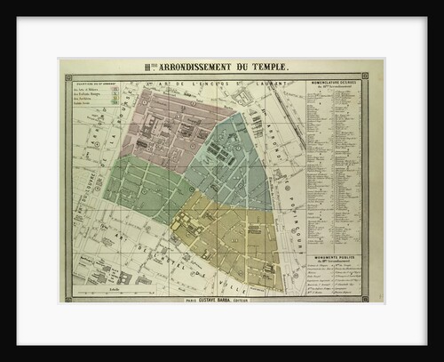 Map of the 3rd Arrondissement Du Temple Paris France by Anonymous