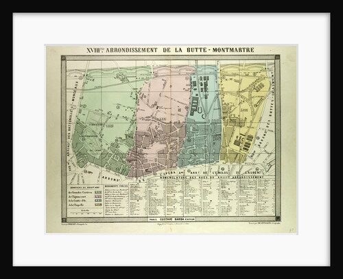 Map of 18th Arrondissement De La Butte-Montmartre Paris France by Anonymous