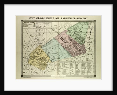 Map of the 17th Arrondissement Des Batignolles-Monceaux Paris France by Anonymous