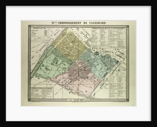 Map of the 15th Arrondissement De Vaugirard Paris France by Anonymous
