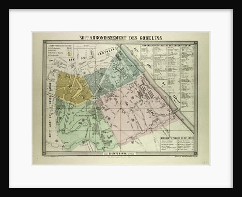 Map of the 13th Arrondissement Des Gobelins Paris France by Anonymous