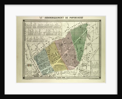 Map of the 11th Arrondissement De Popincourt Paris France by Anonymous