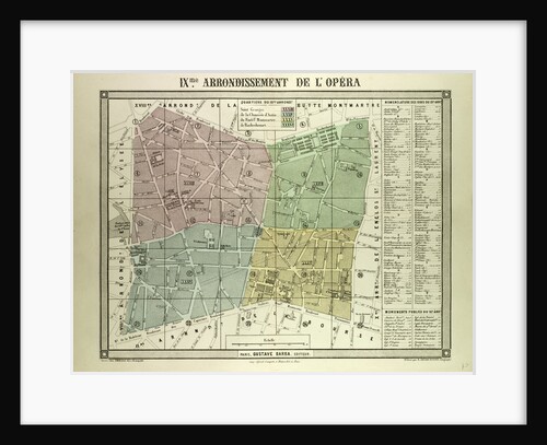 Map of the 9th Arrondissement De L'Opéra Paris France by Anonymous
