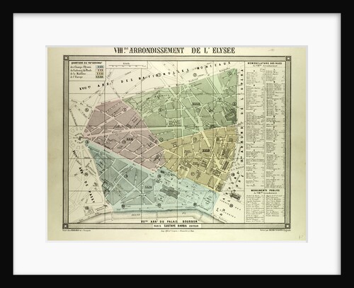 Map of the 8th Arrondissement De L'Elysee Paris France by Anonymous