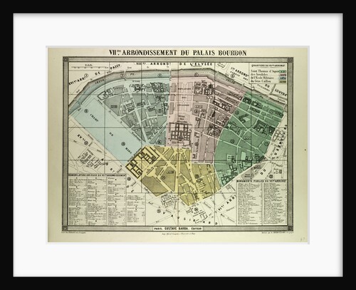 Map of the 7th Arrondissement Du Palais Bourbon Paris France by Anonymous