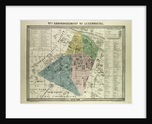 Map of the 6th Arrondissement Du Luxembourg Paris France by Anonymous