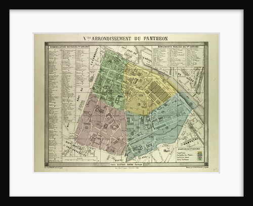 Map of the 5th Arrondissement Du Pantheon Paris France by Anonymous