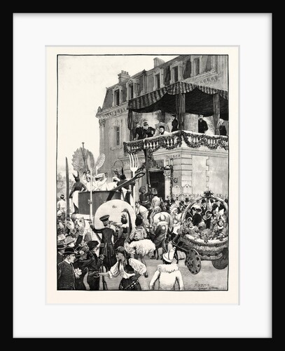 The Queen at Grasse: Battle of Flowers: Cavalcade Before the Grand Hotel Princess Beatrice Giving Money by Anonymous