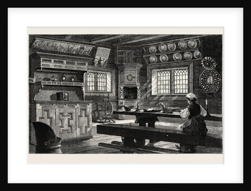 Interior of an Old Thelemarken House Now at Bygdo, Near Christiania, Oslo by Anonymous