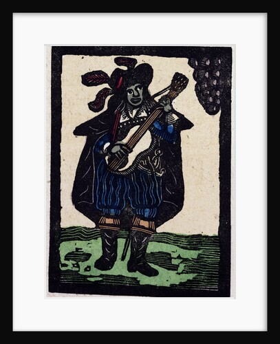 Illustration of English Tales Folk Tales and Ballads. A Man Dressed in Blue Playing a Guitar by Anonymous