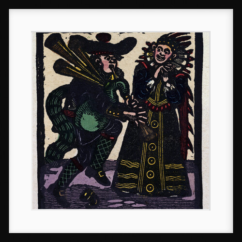 Illustration of English Tales Folk Tales and Ballads. A Man Playing a Bagpipe While a Woman Watches by Anonymous