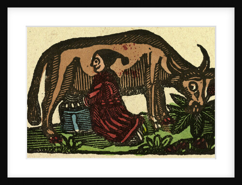 Illustration of English Tales Folk Tales and Ballads. A Person Milking a Cow by Anonymous