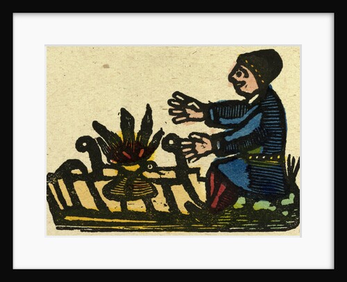 Illustration of English Tales Folk Tales and Ballads. A Man Warming His Hands at a Fire by Anonymous