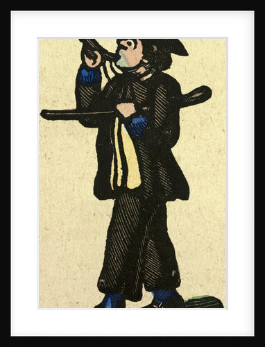 Illustration of English Tales Folk Tales and Ballads. A Man Blowing the Horn. Music by Anonymous