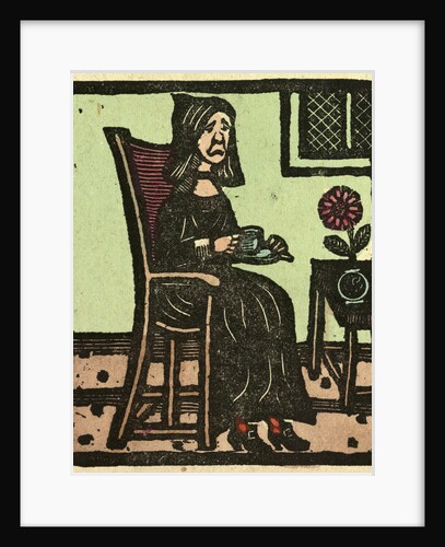 Illustration of English Tales Folk Tales and Ballads. A Woman Drinking a Cup of Tea by Anonymous
