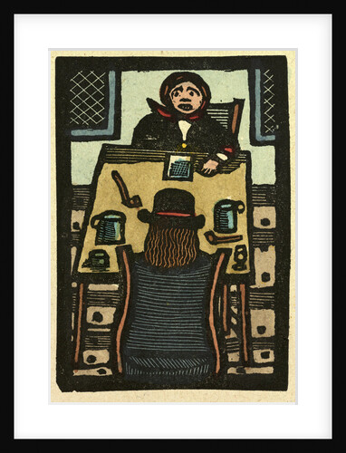 Illustration of English Tales Folk Tales and Ballads. Two People Sitting at a Table. Two Pipes and Two Mugs by Anonymous