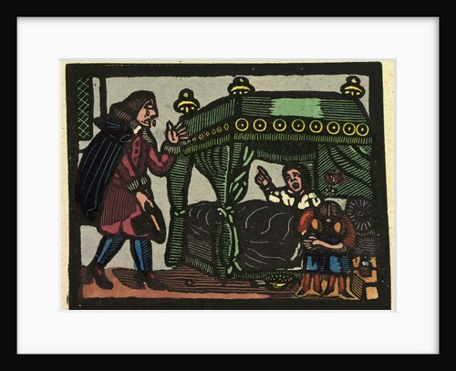 Illustration of English Tales Folk Tales and Ballads. A Man in Tears Being Addressed by a Woman from a Canopied Bed by Anonymous