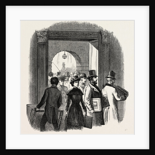 The Royal Academy: The Entrance from the Quadrangle of Burlington House: Taking in in the Hall by Anonymous