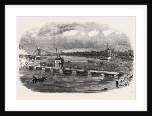 Volunteer Military Engineers at Glasgow Constructing a Pontoon Bridge on the Clyde UK by Anonymous