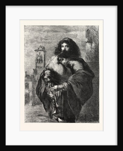 A Roman Bagpiper, in the Exhibition of the Water-Colour Society by Anonymous