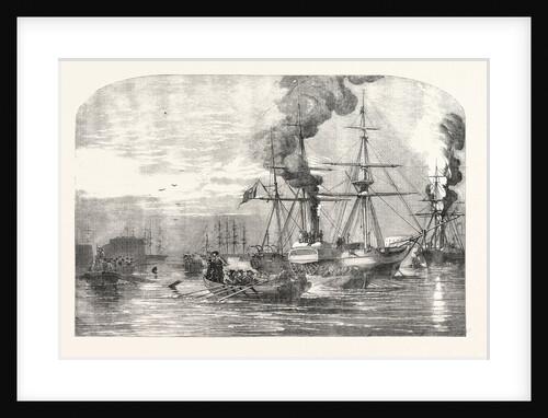 Steamships of the Allied Fleet Searching for Infernal Machines Off Cronstadt Russia 1854 by Anonymous