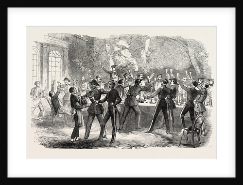 Fraternization of the British Horse Guards and the French Cent Gardes at Boulogne Drinking Her Majesty's Health. 1854 by Anonymous