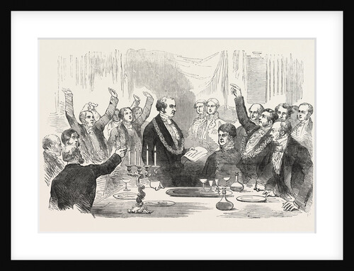 The Lord Mayor Reading the News of the Victory on the Alma at the Sheriffs' Inauguration Dinner at the London Tavern 1854 by Anonymous