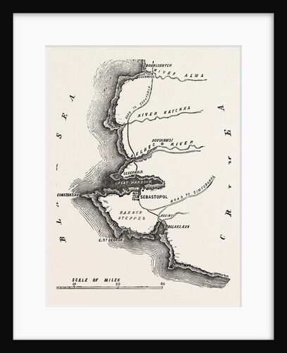 The Crimean War: Map Showing Sebastopol 1854 by Anonymous