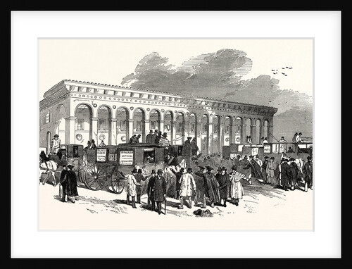 The Cambridge Chancellorship Election: The Railway Station at Cambridge, Arrival of Voters, UK, 1847 by Anonymous