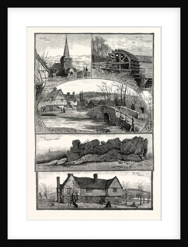 Eynsford, Kent, UK, 1887. Eynsford Church, Old Mill Near Lullingstone, the Bridge, Ruins of Eynsford Castle, the Old Manor by Anonymous