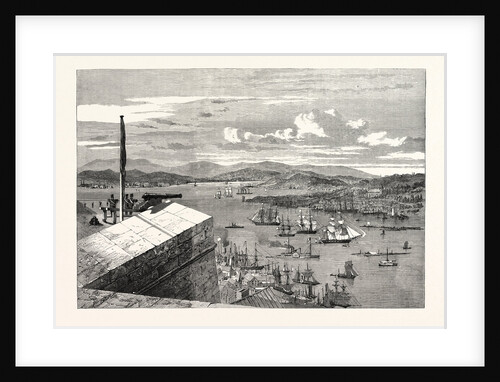 View from the King's Bastion, Quebec, the Isle of Orleans in the Distance. 1860 by Anonymous