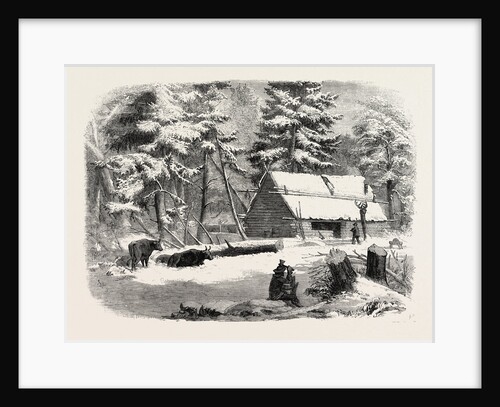 Lumbering in New Brunswick, Lumberman's Camp House, 1858 by Anonymous