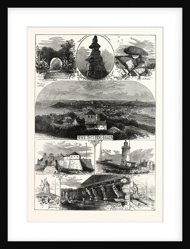 Sketches in the Scilly Isles, 1874. Chrysalis Rock, Star Castle, St. Agnes Lighthouse, Summer House, Tresco Abbey by Anonymous