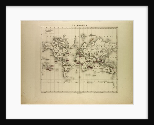 Map of the World Showing France's Colonies in 1896 by Anonymous