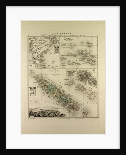 Map of India New Caledonia Tahiti Tuamotu Archipelago Marquesas Islands 1896 by Anonymous