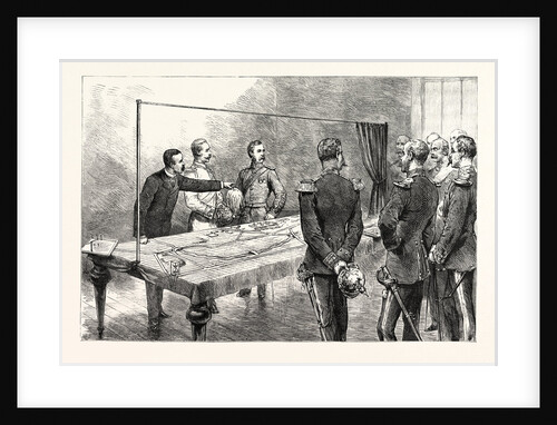 The Emperor of Germany Inspecting the New English War Game Invented by Dr. Griffith at the Kriegsakadamie Berlin Germany by Anonymous