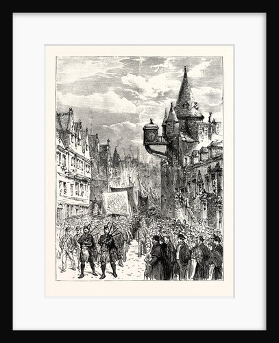 The Railway Strikes in Scotland: A Procession of Strikers Passing Down the Canongate Edinburgh by Anonymous