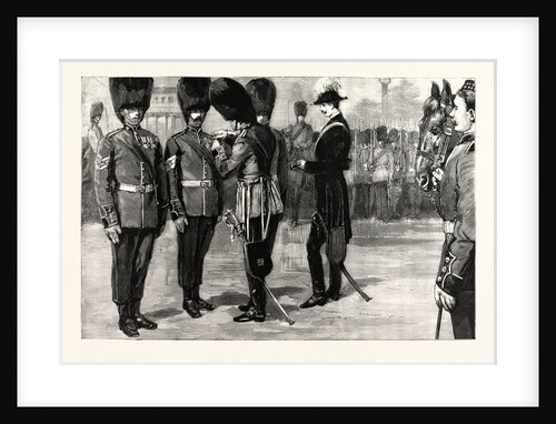 The Presentation of Medals to Guardsmen on the Horse Guards' Parade in Recognition of Their Bravery at the Recent Fire at Wellington Barracks by Anonymous