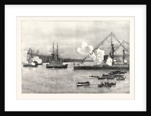 The Arrival of the Duke of Cambridge on Board H.M.S. Edinburgh at Malta the Mediterranean Squadron Firing a Salute by Anonymous