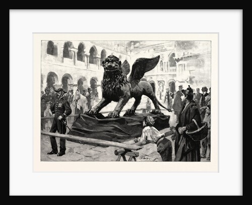 The Winged Lion of St. Mark Lying in the Piazzetta San Marco Venice Italy after Being Taken Down for Repairs by Anonymous