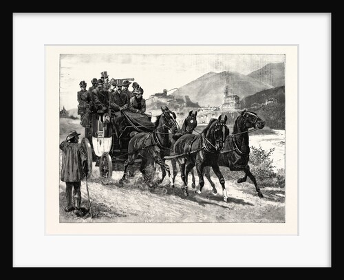Coaching in the South of France: The Comte De Madre Driving His Coach the Old Times on the Road Near Lourdes by Anonymous