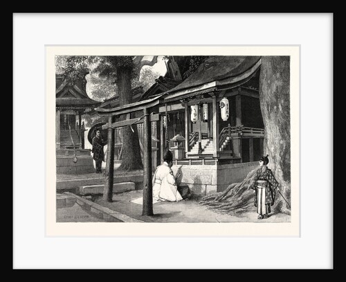 A Priest Before a Fox Shrine Japan by Anonymous