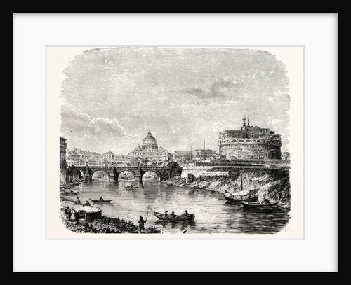 St. Peter's with the Bridge and Castle of St. Angelo. Rome Italy by Anonymous
