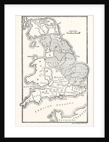 Map of England Showing the Anglo-Saxon Kingdoms and Danish Districts by Anonymous