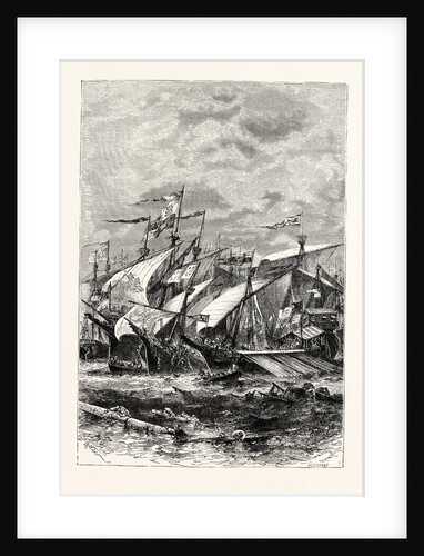 Battle of Sluys Between the English and French Fleets. A.D. 1340. by Anonymous