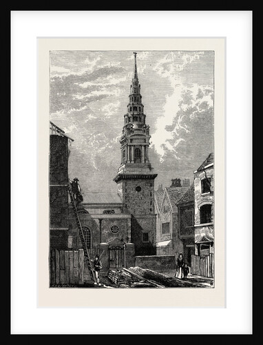 St. Bride's Church Fleet Street 1824 London by Anonymous